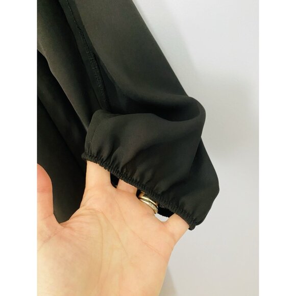 NWT Charming Charlie Womans Size Med Shift Dress Black Long Sleeve Split Sleeve - Picture 6 of 10